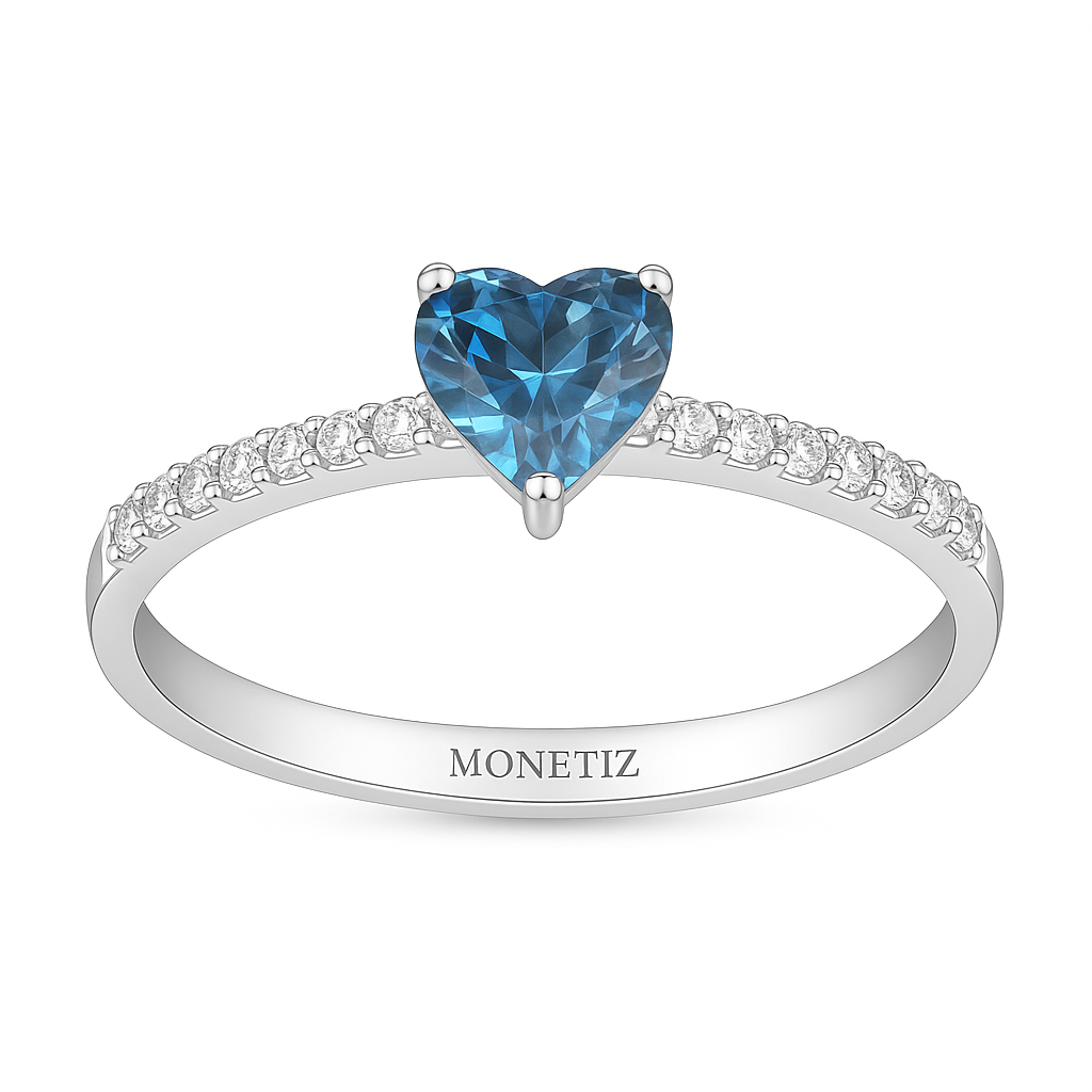 Heart-Shaped Sapphire and Diamond Ring
