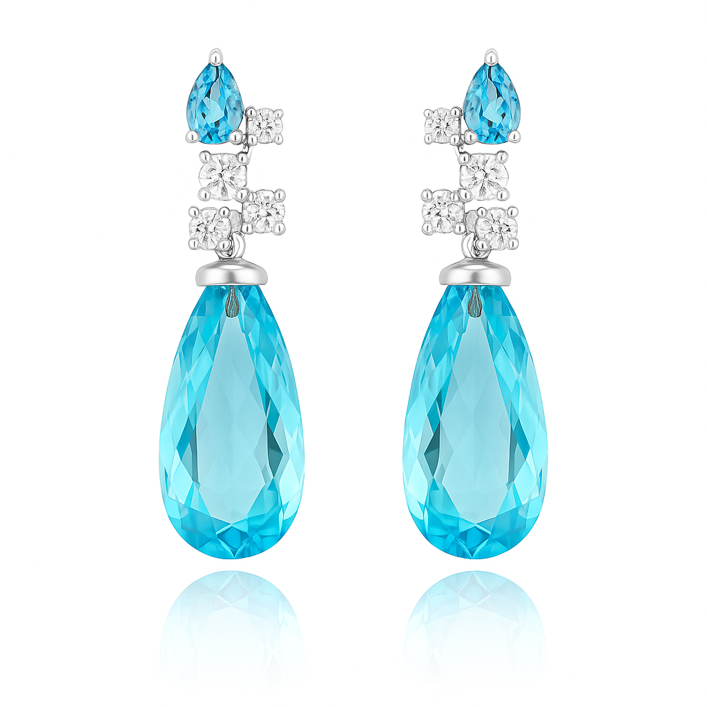 Topaz and Diamond Drop Earrings